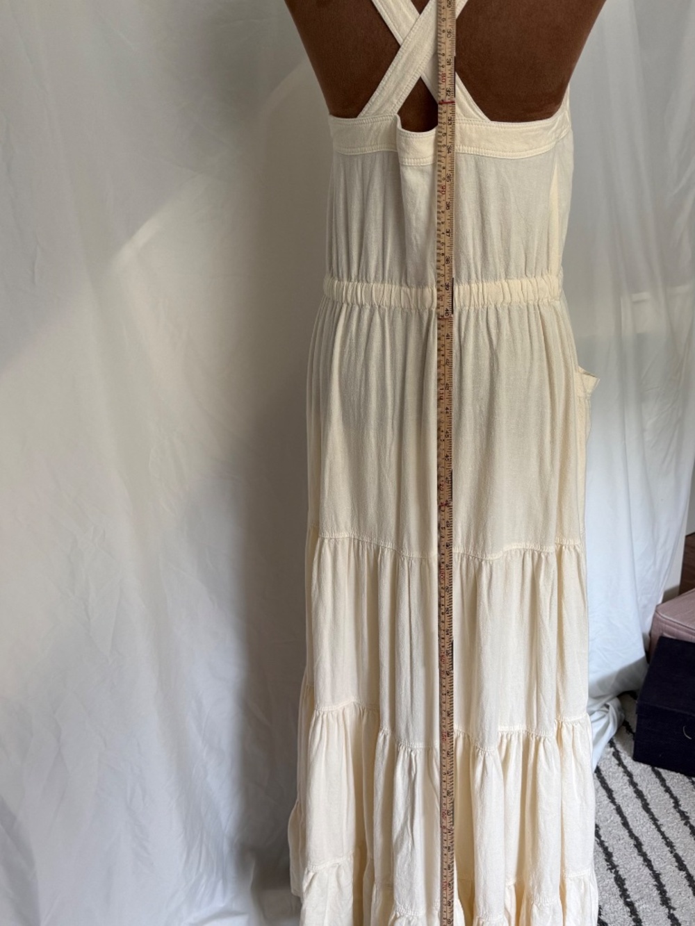 Free People Catch the Breeze Button Front Linen Midi Dress Ivory Cream Size Med - Picture 2 of 11